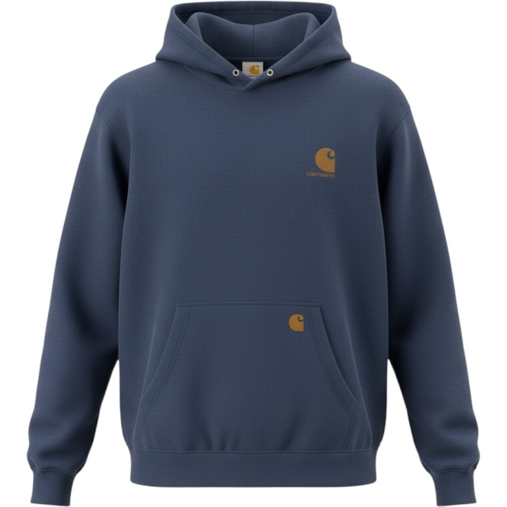 Carhartt Boys Navy Blue Graphic Logo Sleeve Hoodie Sweatshirt Size Medium 10-12